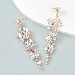 Clear Cubic Zirconia & 18K Gold-Plated Cluster Drop Earrings