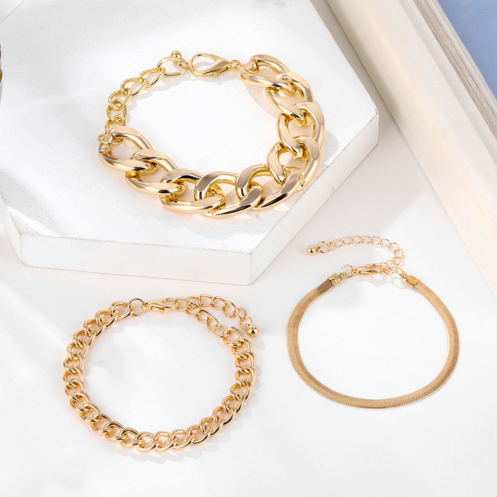 18K Gold-Plated Snake Chain Bracelet Set