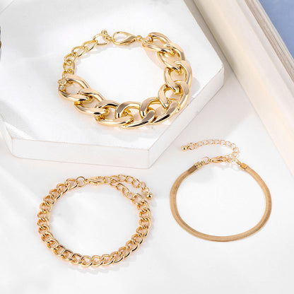 18K Gold-Plated Snake Chain Bracelet Set