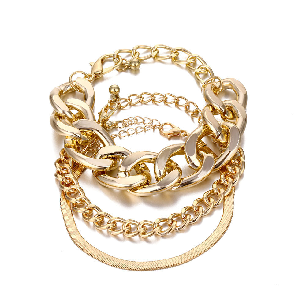 18K Gold-Plated Snake Chain Bracelet Set, jewelry gift sets for women, vintage-inspired design, lifestyle look