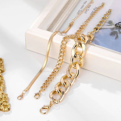 18K Gold-Plated Snake Chain Bracelet Set, jewelry gift sets for women, vintage-inspired design, styled look
