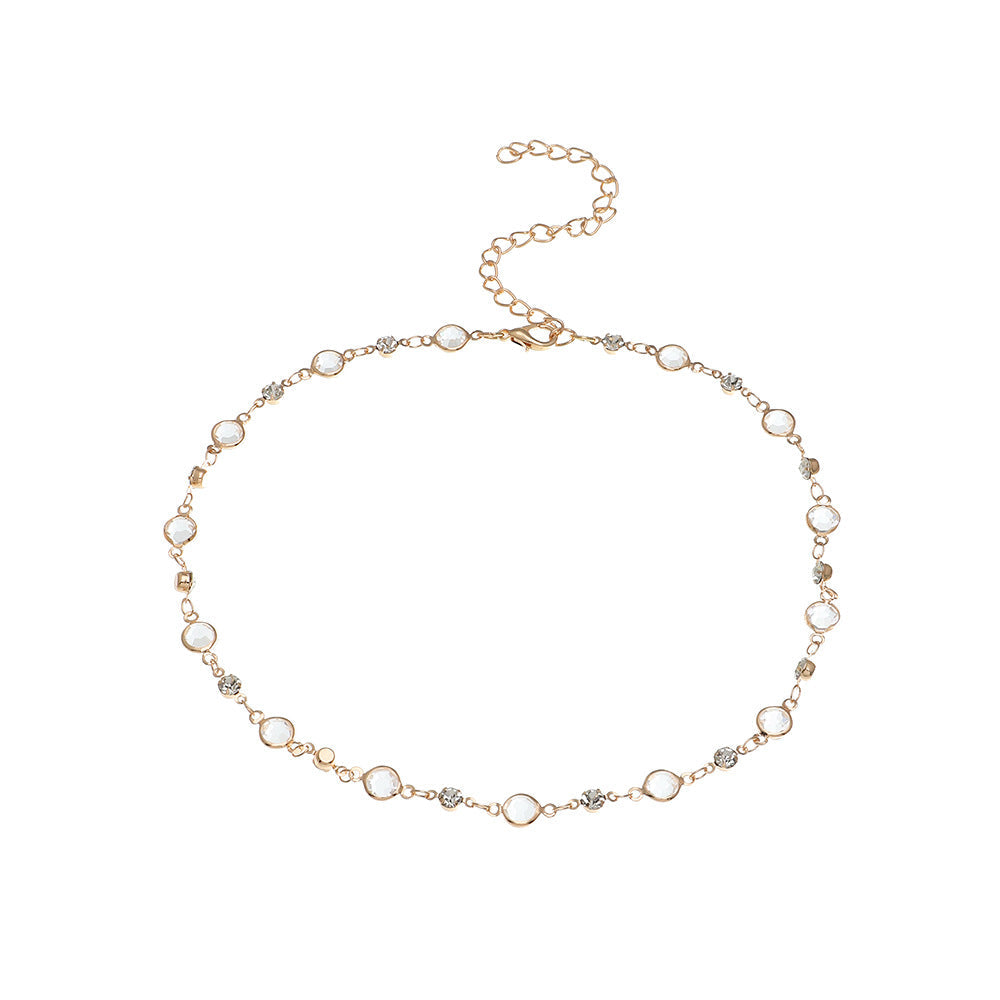 Cubic Zirconia & 18K Gold-Plated Station Necklace