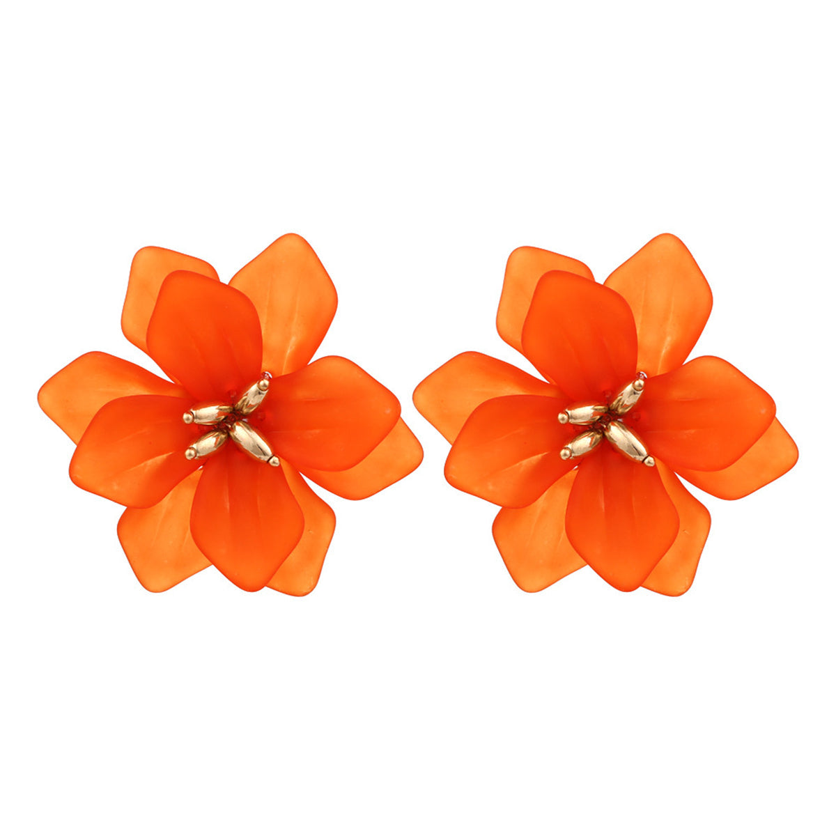 Orange Acrylic & 18K Gold-Plated Floral Stud Earrings