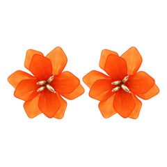 Orange Acrylic & 18K Gold-Plated Floral Stud Earrings