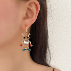 Crystal & Red Cubic Zirconia Robot Drop Earrings