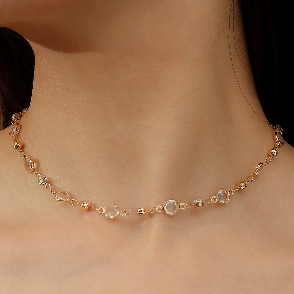 Cubic Zirconia & 18K Gold-Plated Station Necklace