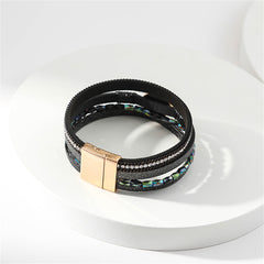 Black Resin & Polystyrene 18K Gold-Plated Stacked Bracelet