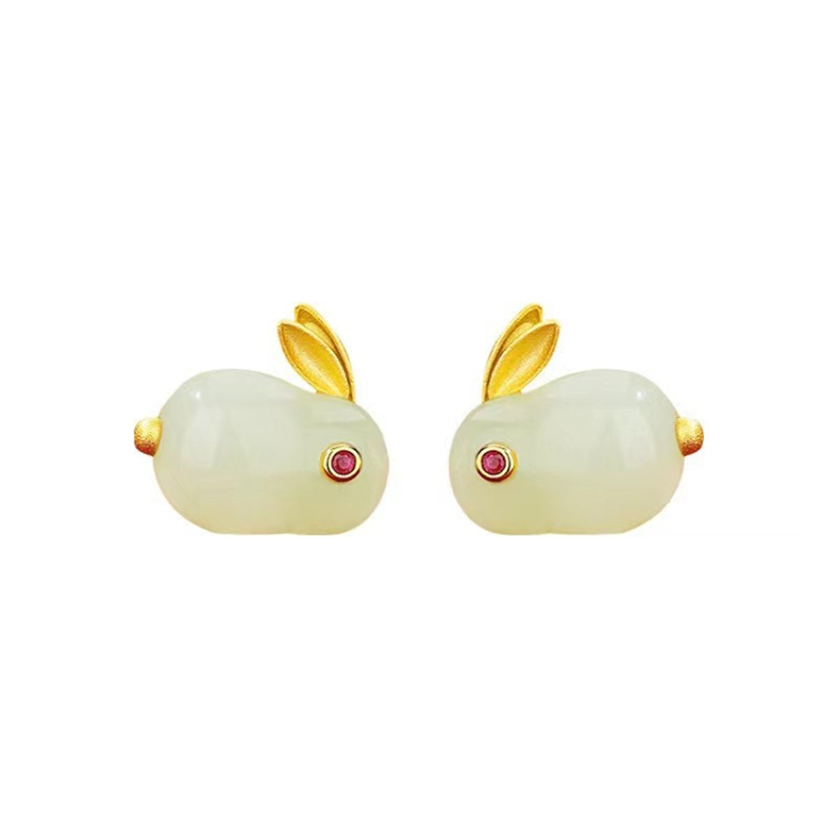 Quartz & 18K Gold-Plated Rabbit Stud Earrings