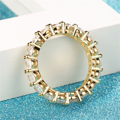 Crystal and 18K Gold-Plated Eternity Band, gold statement rings for women, botanical inspired, styled look