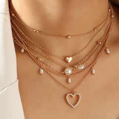 White Cultured Pearl & 18K Gold-Plated Heart Pendant Necklace Set
