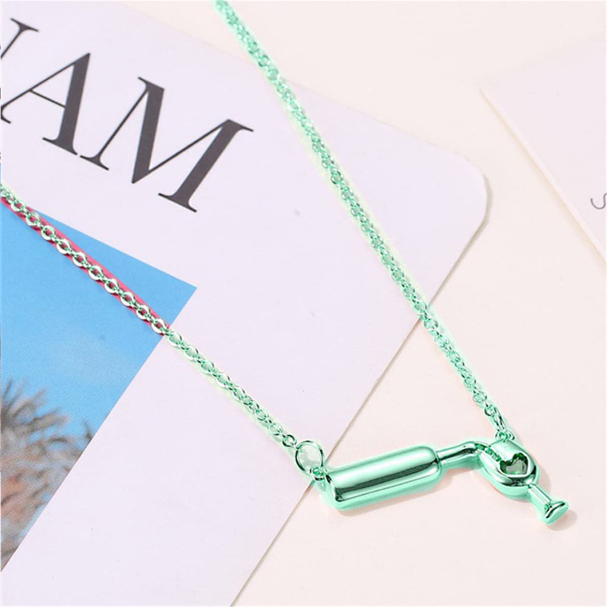 Enamel & Silver-Plated Wine Pendant Necklace