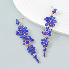 Blue Cubic Zirconia & 18K Gold-Plated Cluster Drop Earrings