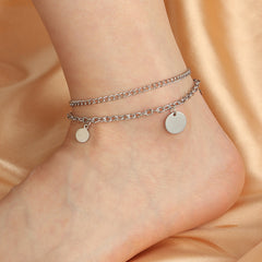 Silver-Plated Disc Layered Anklet