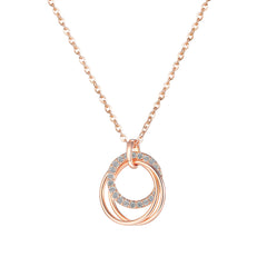 Cubic Zirconia & 18K Rose Gold-Plated Intertwined Circular Pendant Necklace