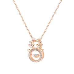 Cubic Zirconia & 18K Rose Gold-Plated Antler Pendant Necklace