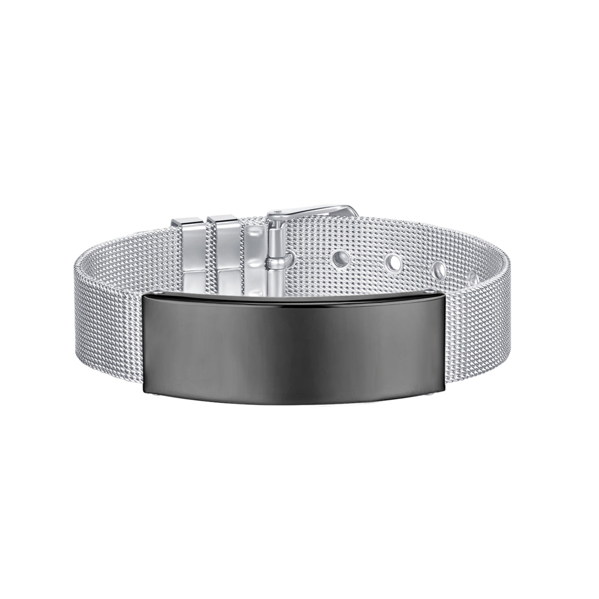 Black-Tone Curved Card Belt Bracelet, bracelet for women, vintage-inspired design, front view