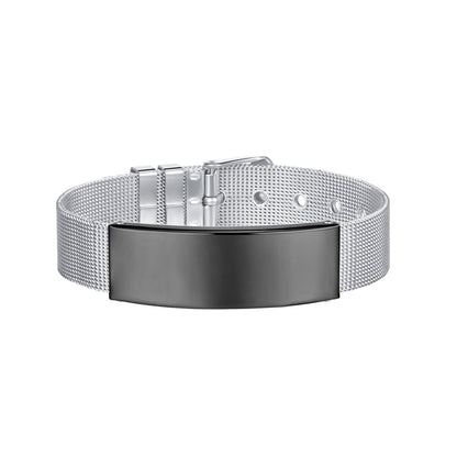 Black-Tone Curved Card Belt Bracelet, bracelet for women, vintage-inspired design, front view