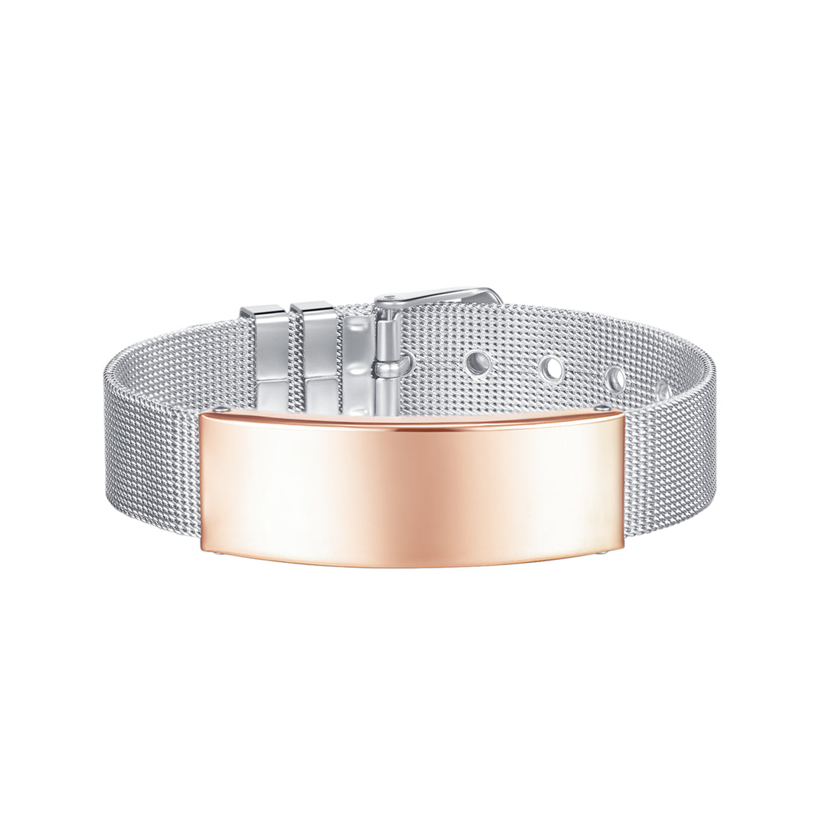 Two-Tone Curved Card Belt Bracelet, bracelet for women, vintage-inspired design, front view