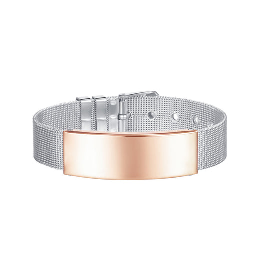 Two-Tone Curved Card Belt Bracelet, bracelet for women, vintage-inspired design, front view