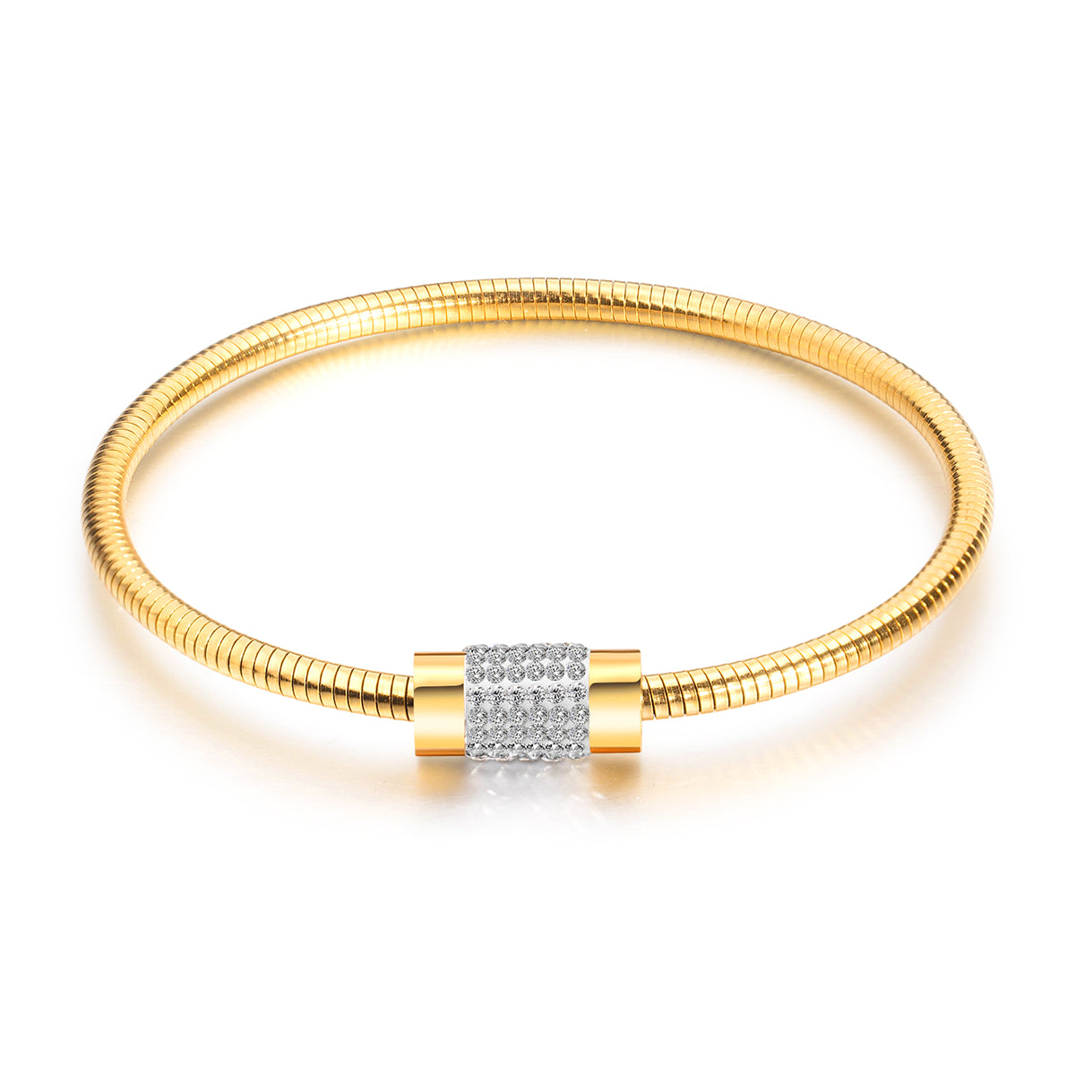 Cubic Zirconia & 18K Gold-Plated Coil Bracelet