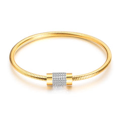 Cubic Zirconia & 18K Gold-Plated Coil Bracelet