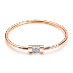 Cubic Zirconia & 18K Rose Gold-Plated Coil Bracelet