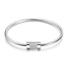 Cubic Zirconia & Silver-Plated Coil Bracelet