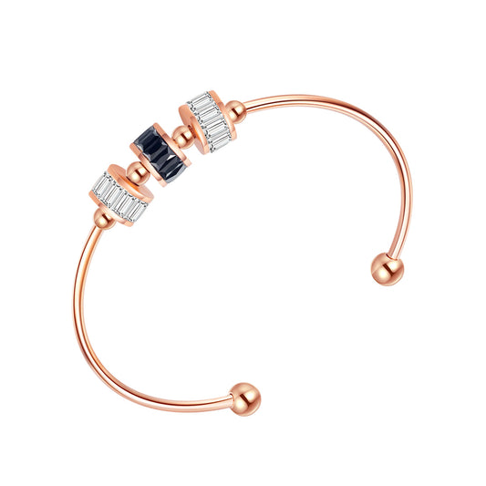 Crystal and 18K Rose Gold-Plated Coil Cuff, rose gold bracelet for women, vintage-inspired design, front view