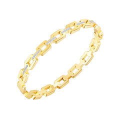 Cubic Zirconia & 18K Gold-Plated Link Bangle