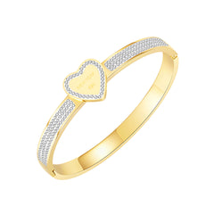 Cubic Zirconia & 18K Gold-Plated Halo Heart Bangle