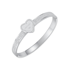 Cubic Zirconia & Silver-Plated Halo Heart Bangle