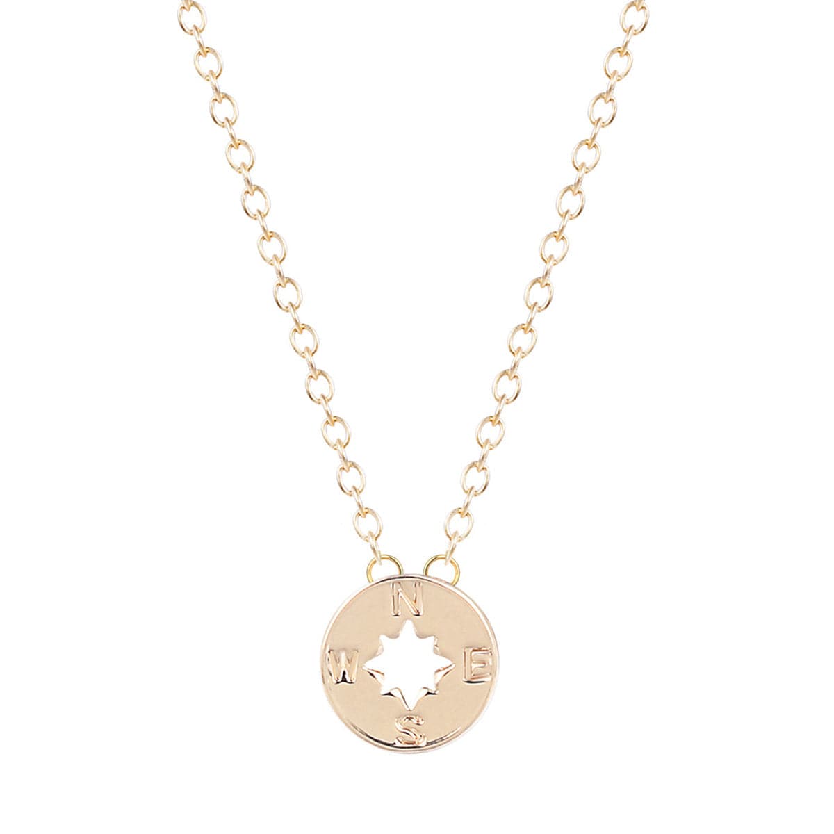18K Gold-Plated Open Compass Pendant Necklace
