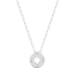 Silver-Plated Open Compass Pendant Necklace