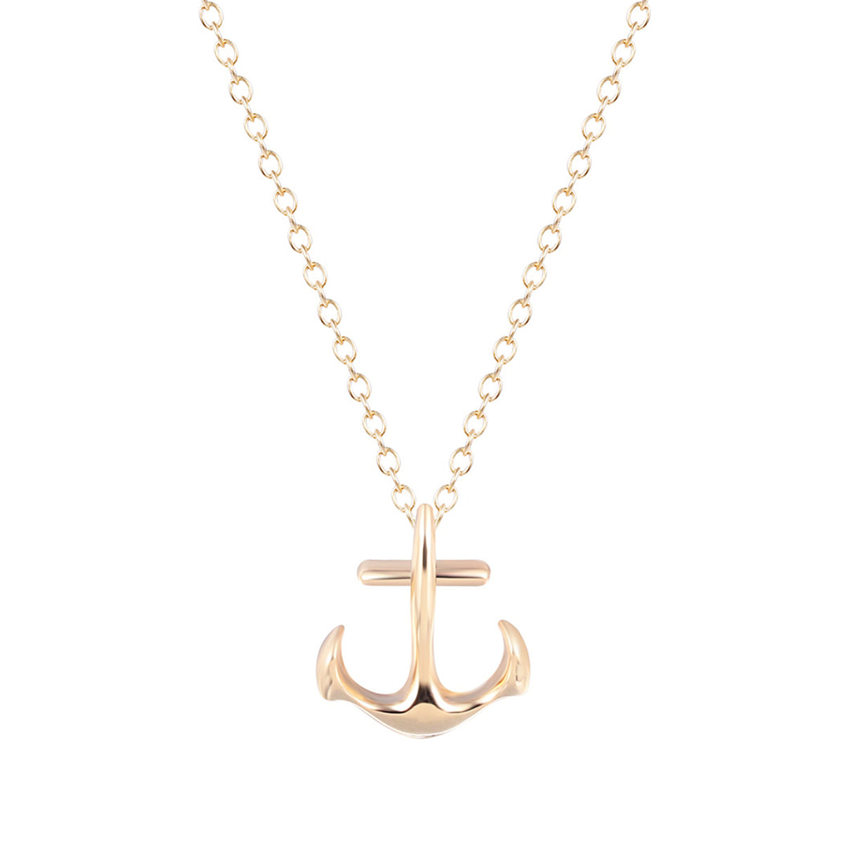 18K Gold-Plated Anchor Pendant Necklace, gold pendant necklace for women, dainty minimalist design, side view
