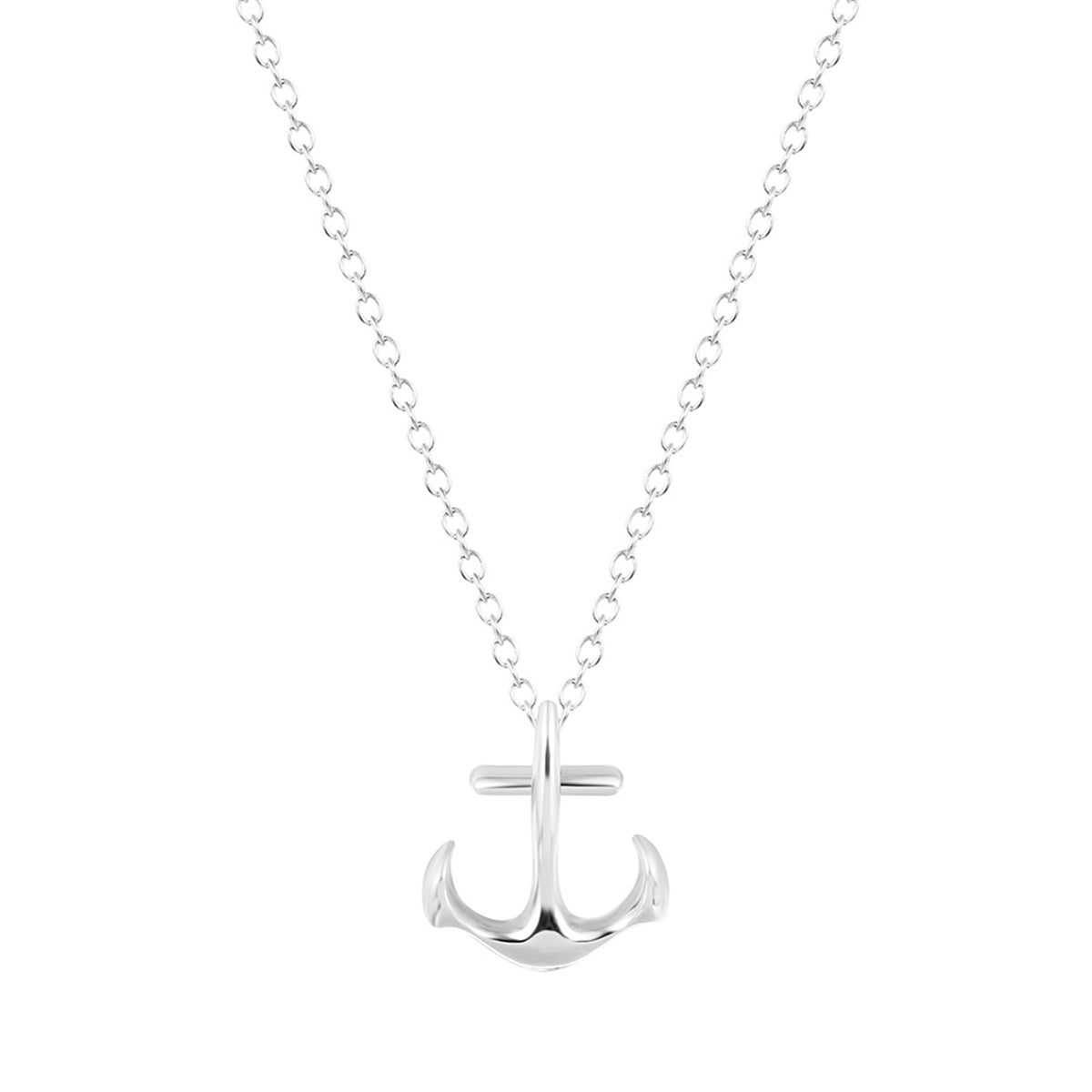 Silver-Plated Anchor Pendant Necklace