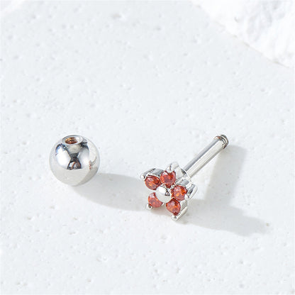Red Cubic Zirconia and Silver-Plated Star Stud Earrings, silver stud earrings for women, elegant gift for her, styled look