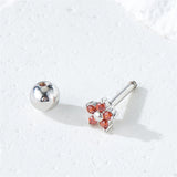 Red Cubic Zirconia & Silver-Plated Star Stud Earrings