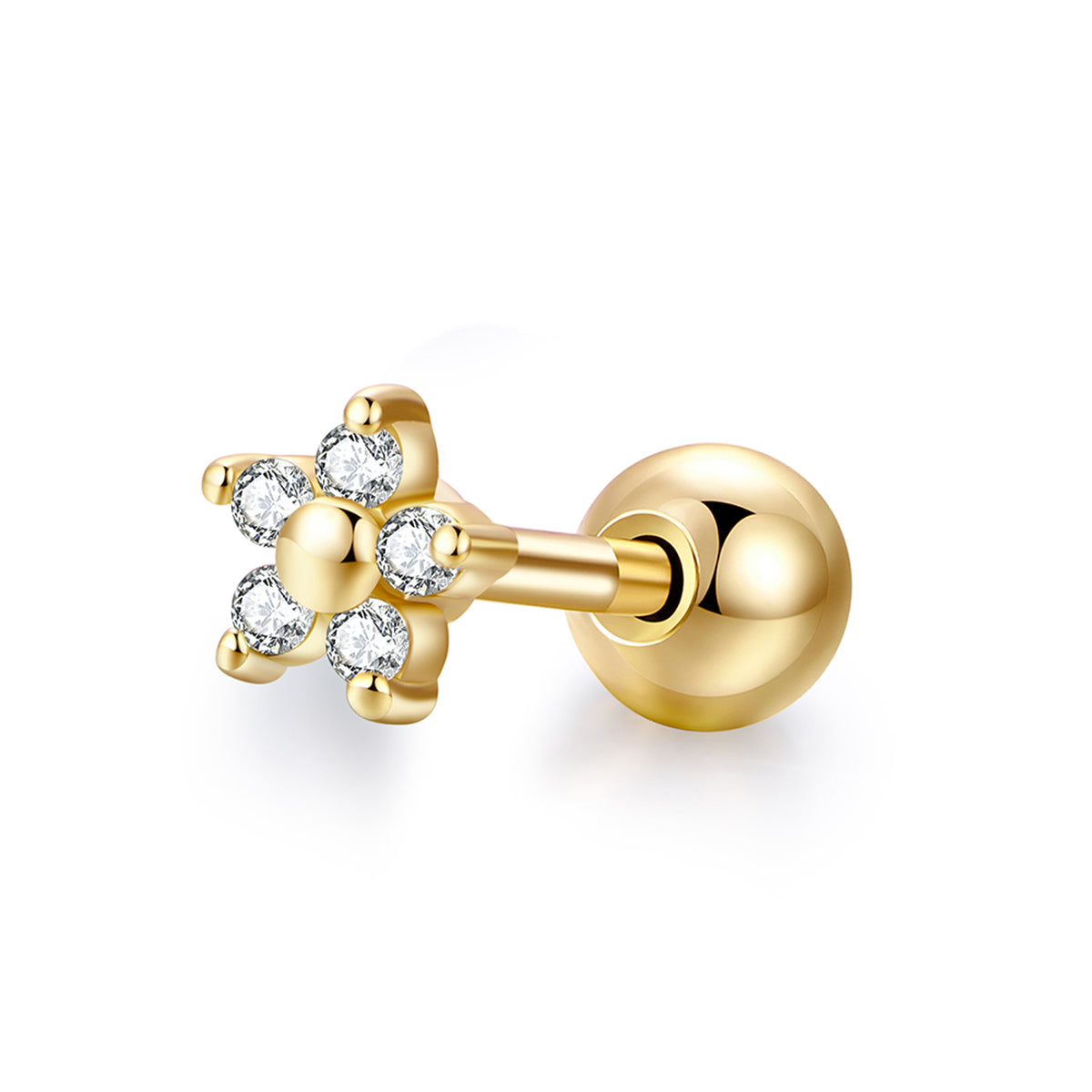 Cubic Zirconia & 18K Gold-Plated Star Stud Earrings
