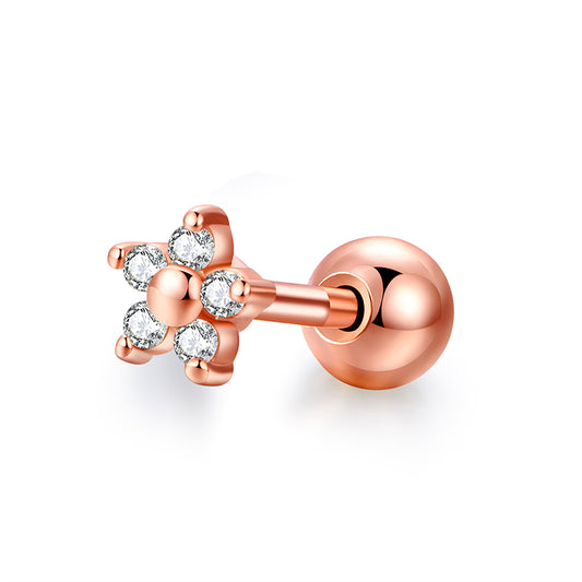 Cubic Zirconia and 18K Rose Gold-Plated Star Stud Earrings, rose gold stud earrings for women, front view