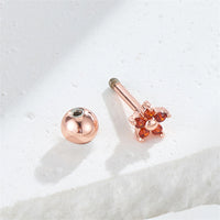 Red Cubic Zirconia & 18k Rose Gold-Plated Star Stud Earrings