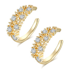 Cubic Zirconia & 18K Gold-Plated Prong-Set Ear Cuffs
