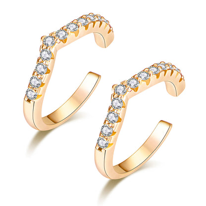 Cubic Zirconia and 18K Gold-Plated V-Shape Ear Cuffs, gold stud earrings for women, everyday style, lifestyle look