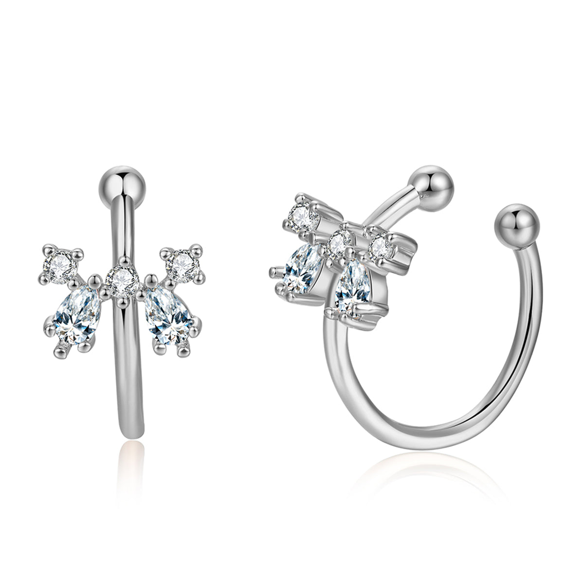 Crystal and Cubic Zirconia Bow Ear Cuffs, stud earrings for women, vintage-inspired design, lifestyle look