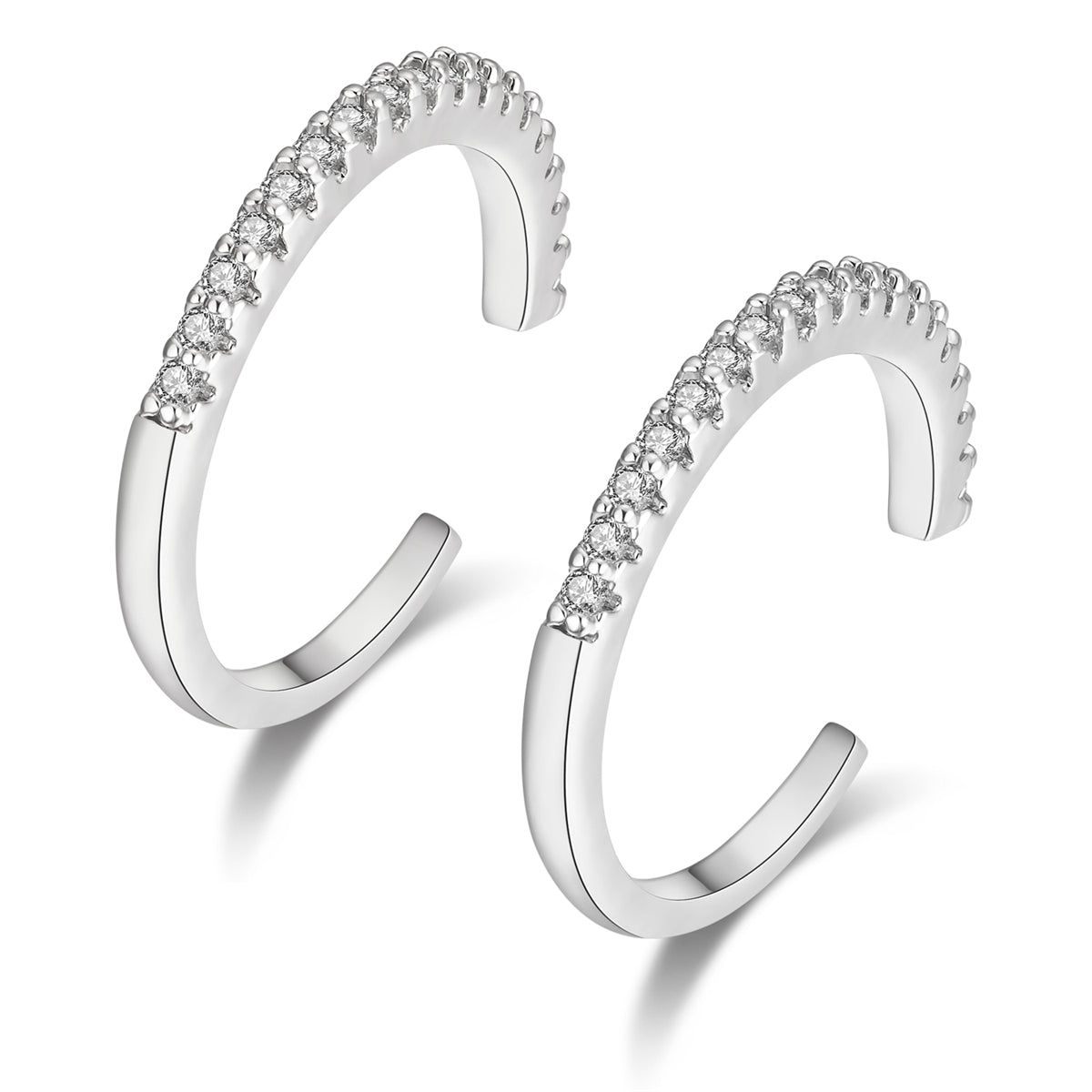Cubic Zirconia & Silver-Plated Pav¨¦ Ear Cuffs