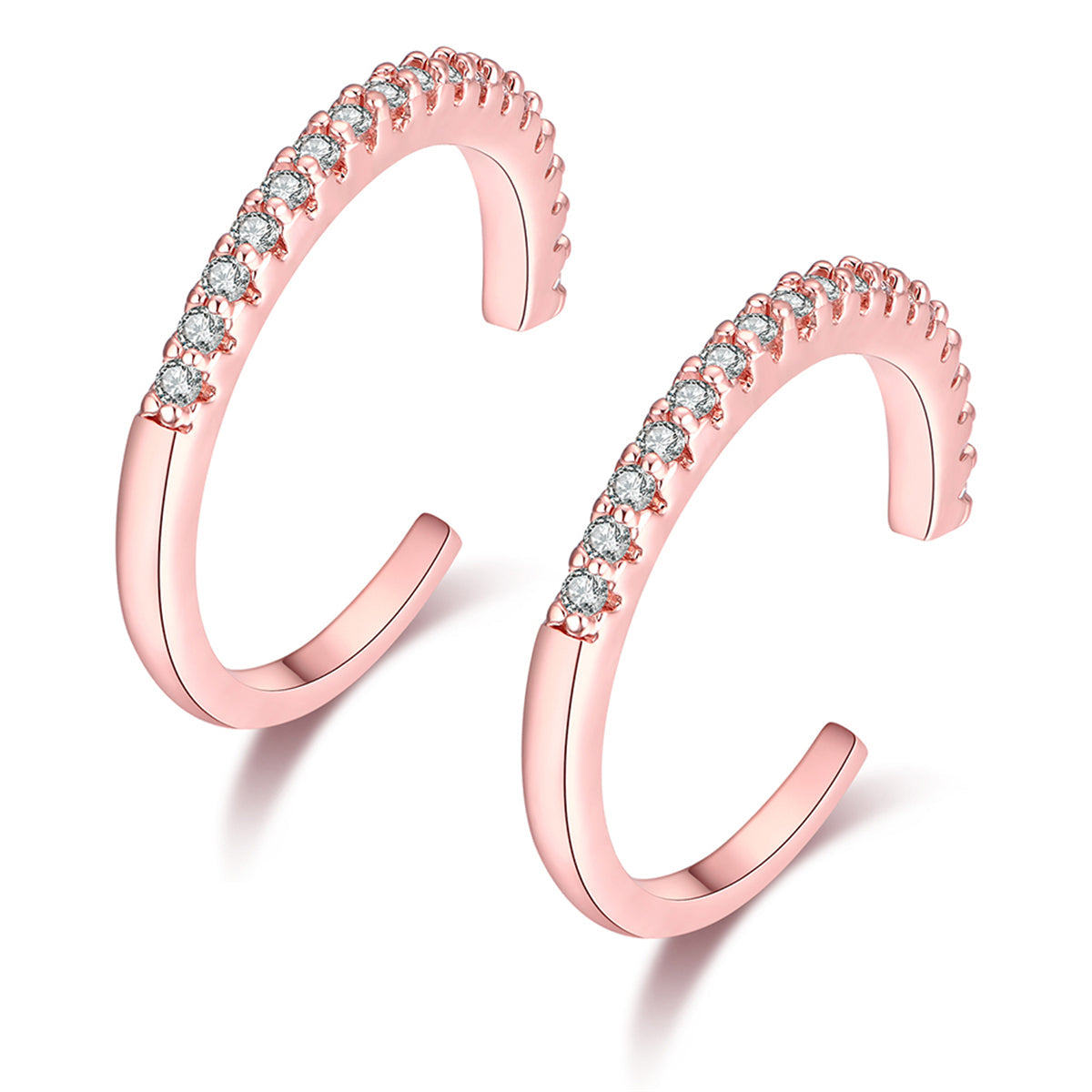 Cubic Zirconia & 18K Rose Gold-Plated Embellished Ear Cuffs