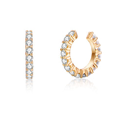 Cubic Zirconia & 18K Gold-Plated Prong-Set Ear Cuffs