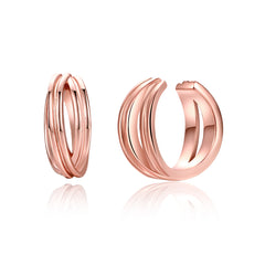 18K Rose Gold-Plated Crisscross Stacked Line Ear Cuffs