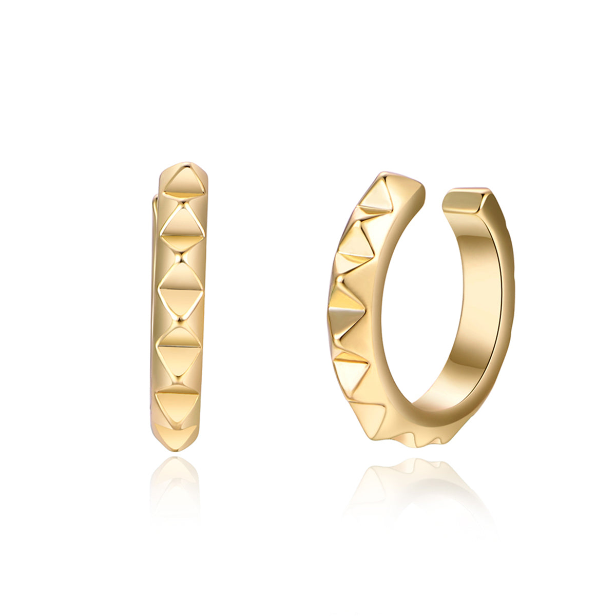18K Gold-Plated Studded Ear Cuffs, gold stud earrings for women, botanical inspired, lifestyle look