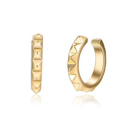 18K Gold-Plated Studded Ear Cuffs, gold stud earrings for women, botanical inspired, lifestyle look