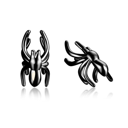 Black Spider Ear Cuffs, stud earrings for women, botanical inspired, side view